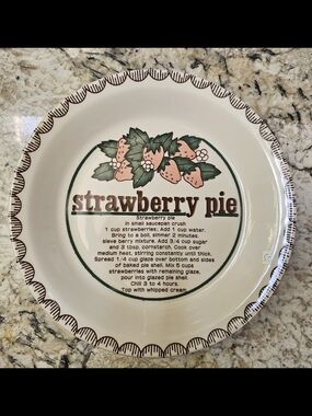 Strawberry Pie Decorative Serving Plate with Recipie